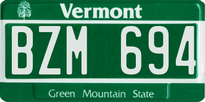 VT license plate BZM694