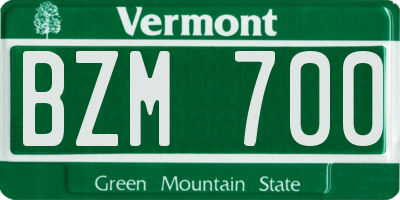 VT license plate BZM700