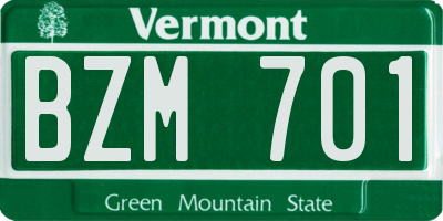 VT license plate BZM701