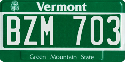 VT license plate BZM703