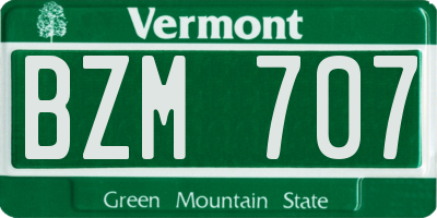 VT license plate BZM707