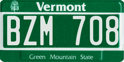 VT license plate BZM708