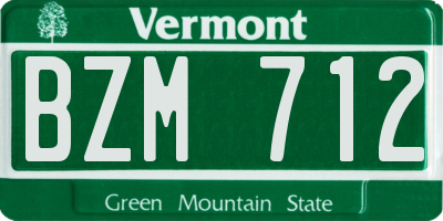VT license plate BZM712