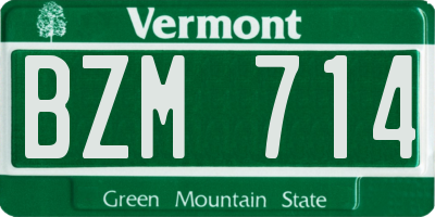 VT license plate BZM714