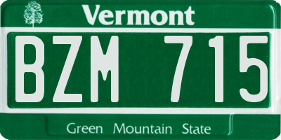 VT license plate BZM715