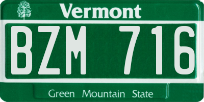 VT license plate BZM716