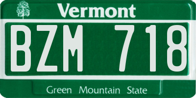 VT license plate BZM718