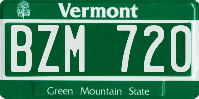 VT license plate BZM720