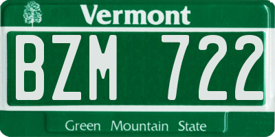 VT license plate BZM722