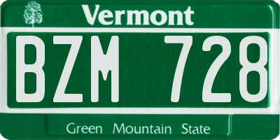 VT license plate BZM728