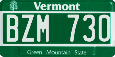 VT license plate BZM730