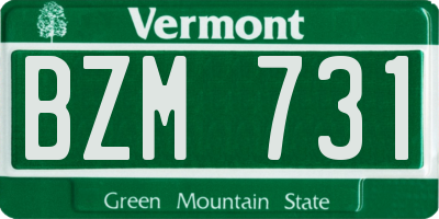 VT license plate BZM731