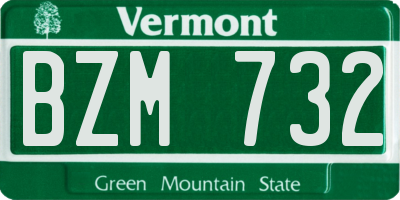 VT license plate BZM732