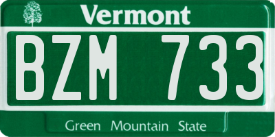 VT license plate BZM733