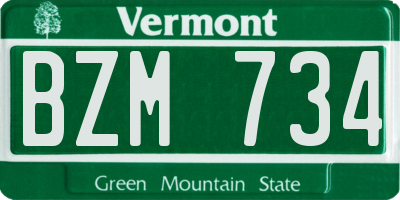 VT license plate BZM734