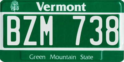 VT license plate BZM738