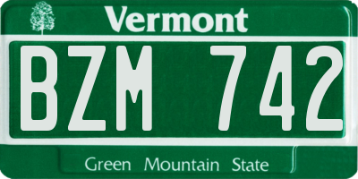 VT license plate BZM742