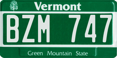 VT license plate BZM747
