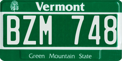 VT license plate BZM748
