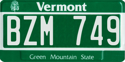 VT license plate BZM749