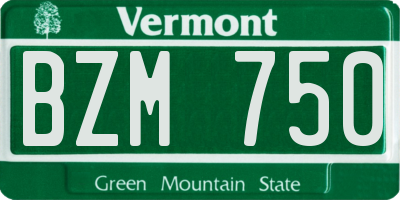 VT license plate BZM750