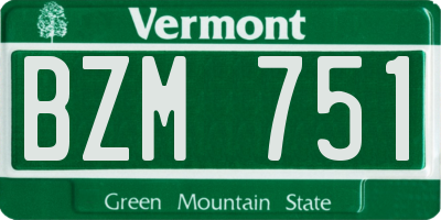 VT license plate BZM751