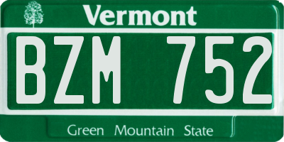 VT license plate BZM752