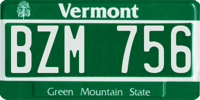 VT license plate BZM756