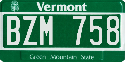 VT license plate BZM758