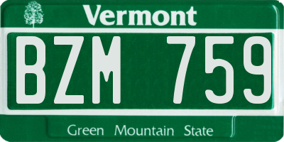 VT license plate BZM759