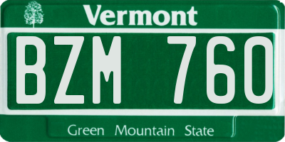 VT license plate BZM760