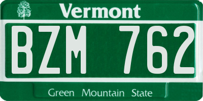 VT license plate BZM762