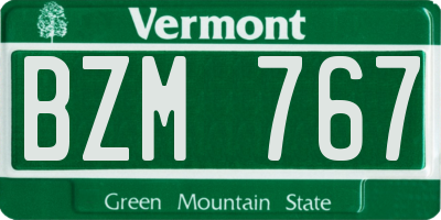 VT license plate BZM767