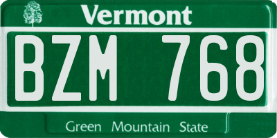 VT license plate BZM768