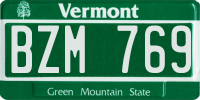 VT license plate BZM769