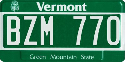 VT license plate BZM770