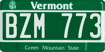 VT license plate BZM773