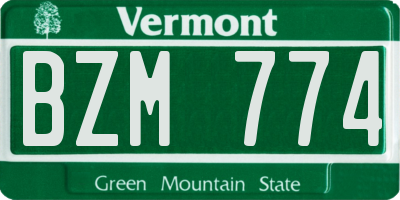 VT license plate BZM774