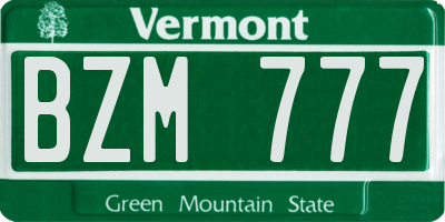 VT license plate BZM777