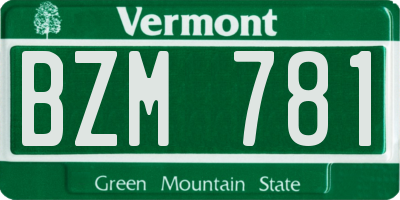 VT license plate BZM781