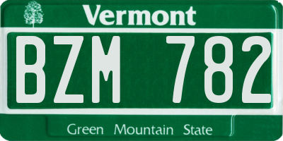 VT license plate BZM782