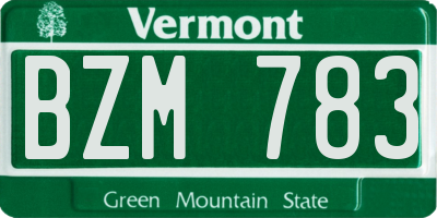 VT license plate BZM783