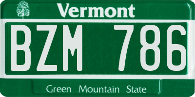 VT license plate BZM786