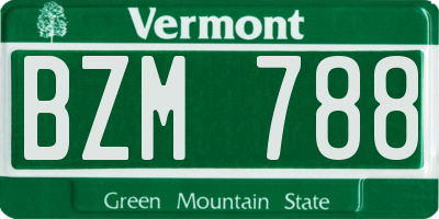 VT license plate BZM788