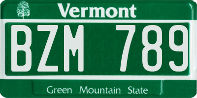 VT license plate BZM789