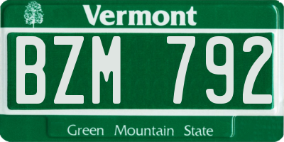 VT license plate BZM792