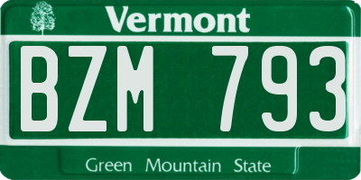 VT license plate BZM793