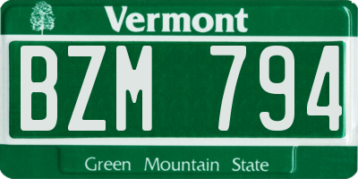 VT license plate BZM794