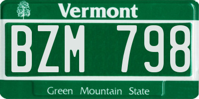 VT license plate BZM798