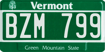 VT license plate BZM799